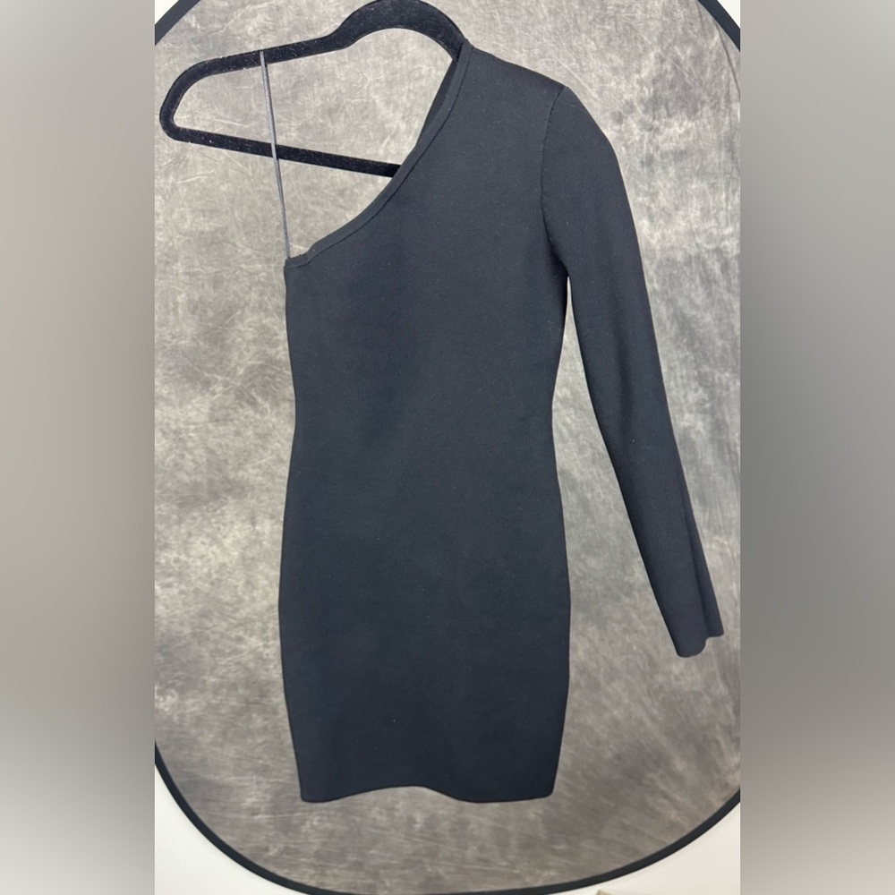 Express Black One-Shoulder Bodycon Dress / Size XS / Long Sleeve Stretch